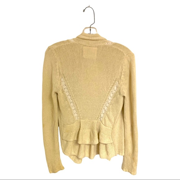 Anthropologie Angel of the North knit open front sweater w/ lace & ruffles sz sm - Picture 2 of 4